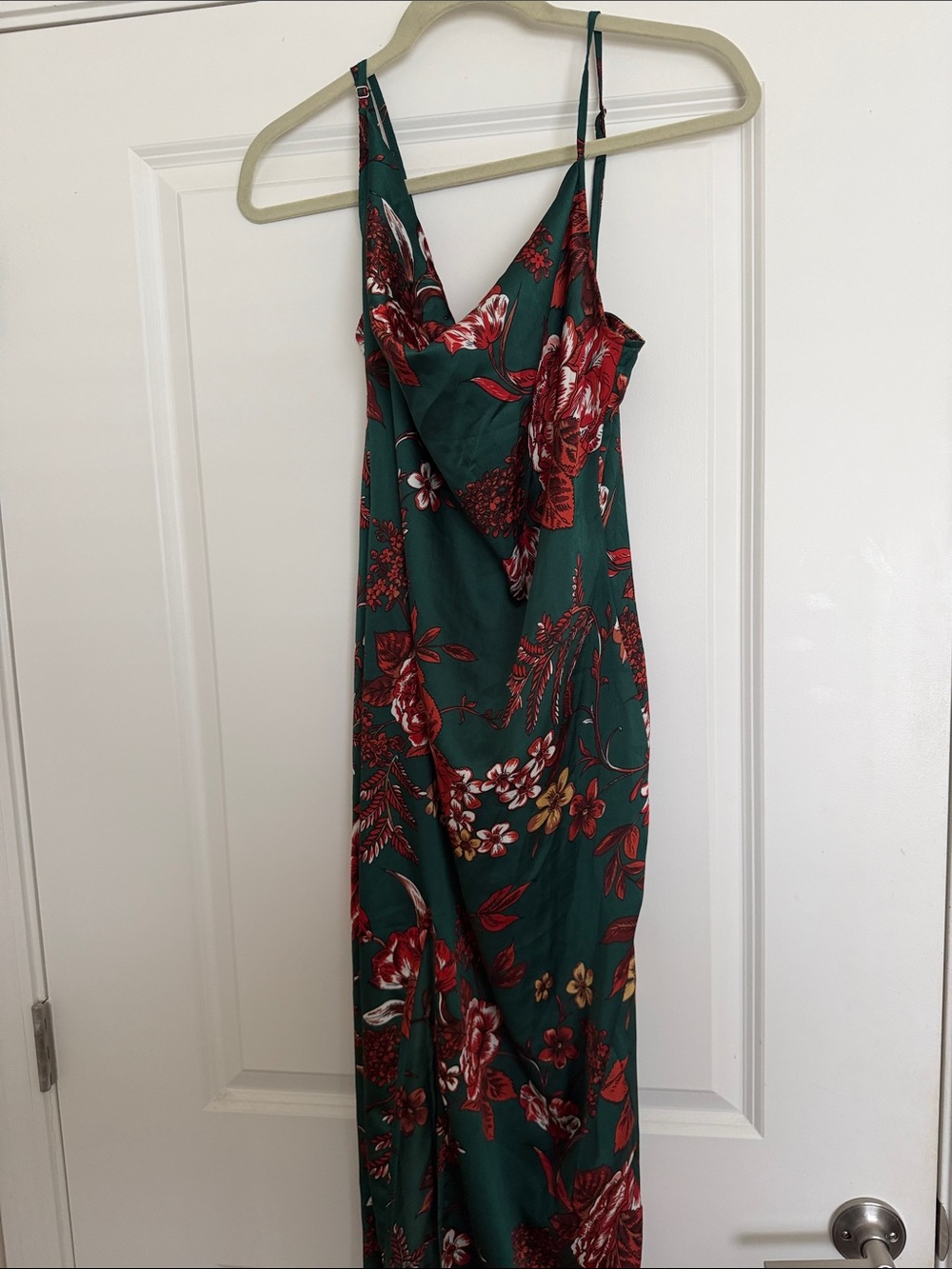 PrettyLittleThing Emerald Green Floral Cowl Maxi Dress